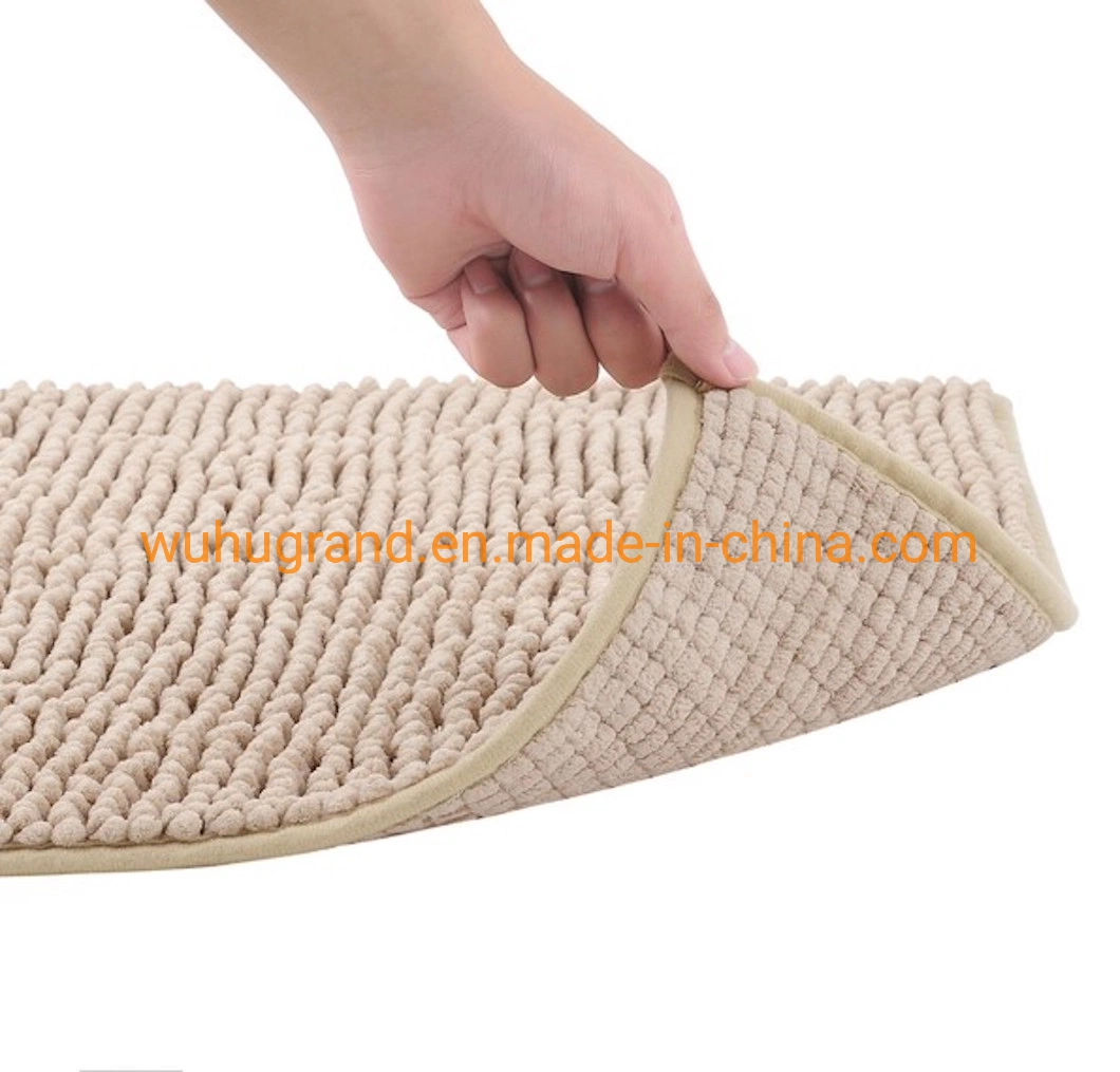 Short Plush Soft Microfiber Chenille Bath Mat Washable Microfiber Shaggy Non Slip Bathroom Rug