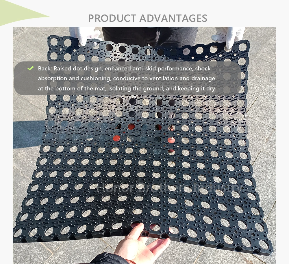 Interlocking Porous Modular Mat Anti-Slip Drainage Entrance Doormat Hollow Rubber Floor Mat